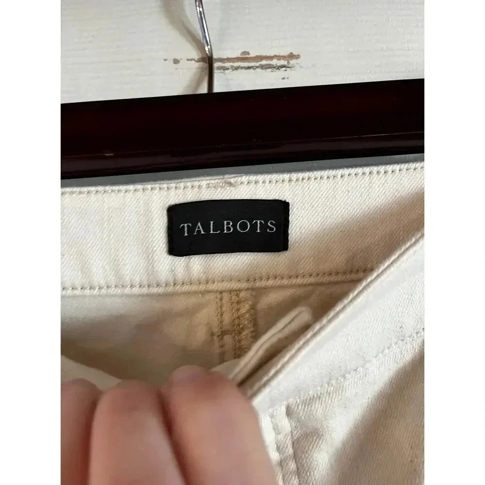 Talbots Women’s Straight Leg Jeans Sequin Stripe Ivory Size 16 W Stretch Pockets - Picture 5 of 7